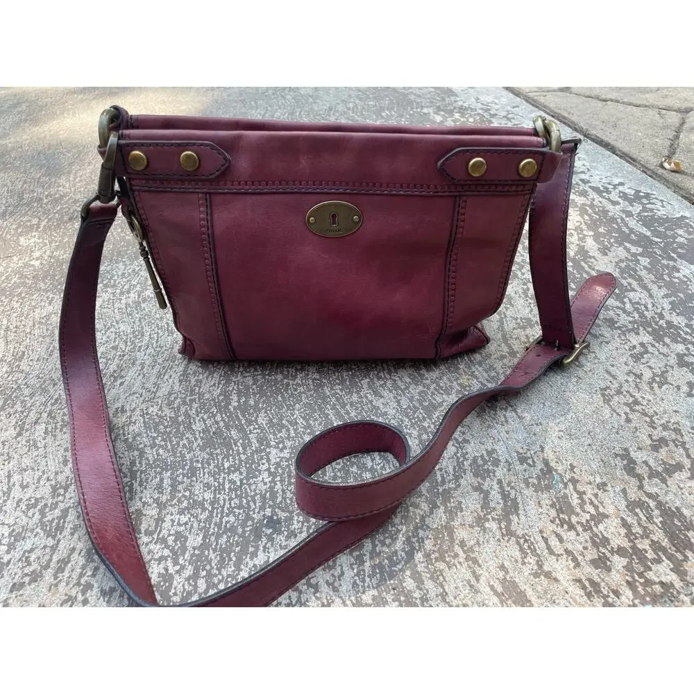 Fossil Burgundy Leather Crossbody Bag